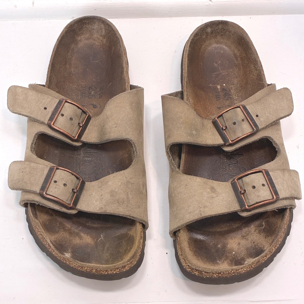 Birkenstock Betula‎ Arizona Suede Leather Sandals Taupe EUC Size 245 7M